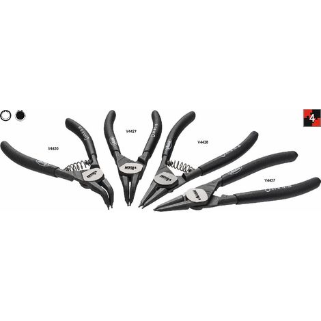 VIGOR Jeu de pinces pour anneaux de sécurité, 140 mm V4441, 4 outils