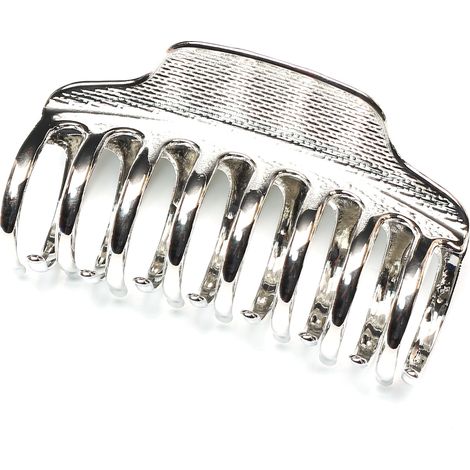 Grande fermaglio per capelli in metallo, accessorio antiscivolo per capelli lunghi e spessi da donna, 1 pezzo, argento. (1/4)
