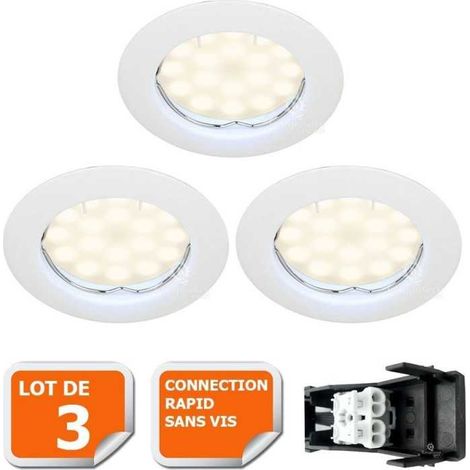 Lot de 3 Spot Led Encastrable complete ronde fixe eq. 50w blanc neutre (1/5)