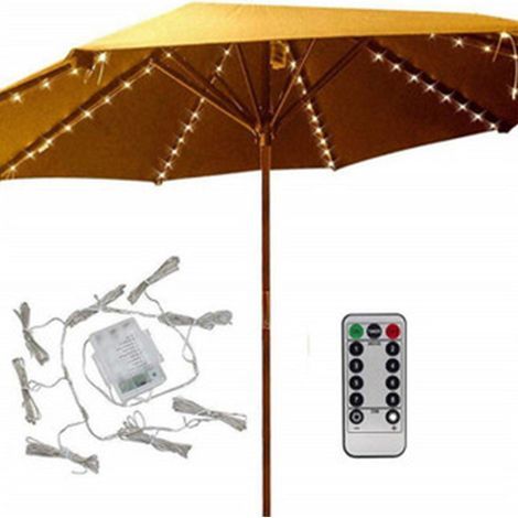 Sonnenschirm-Lichterkette – 104 wiederaufladbare LEDs mit Fernbedienung – 8 Arme, geeignet für alle Sonnenschirme – 1 Stück (1/5)