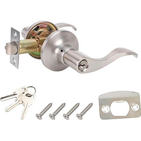Lot de 1 Poignée de Porte de Chambre à Coucher, Poignée de Porte Moderne avec Clé, Serrures D'entrée à Levier, Verrou de Porte Intérieure (1/5)