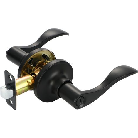 Poignée de porte noir mat avec serrure – Poignée à levier moderne en alliage de zinc robuste, pour portes intérieures et extérieures (1/3)
