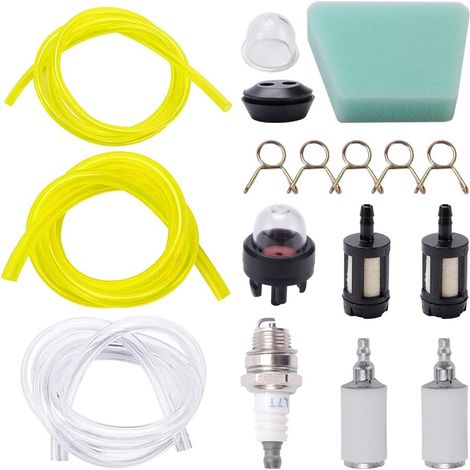 VooGenzek 12-teiliges Kraftstoffschlauch-Set, 30 cm Kraftstoffleitungen, Kraftstofffilter, Primerpumpen, Zündkerze, Kraftstofftankdichtung, für Kettensägengebläse