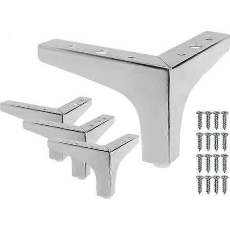 Pieds de meubles, pieds de canapé de style moderne, pieds triangulaires métalliques argentés luxueux, 10 cm (26-27 pouces) (1/5)