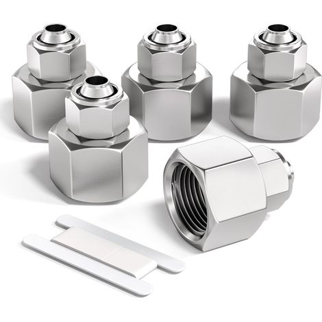 5 pezzi Tubo da 4 mm OD x 1/4" BSP femmina Raccordo a innesto destro per tubo pneumatico con dado di bloccaggio, KPCF4-02 Adattatore rapido per linea aria (1/4)