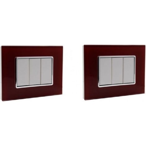Trade Shop - PLACCA CRISTAL 3 4 6M ROSSO POMPEIANO EFFETTO VETRO COMPATIBILE BTICINO AXOLU -