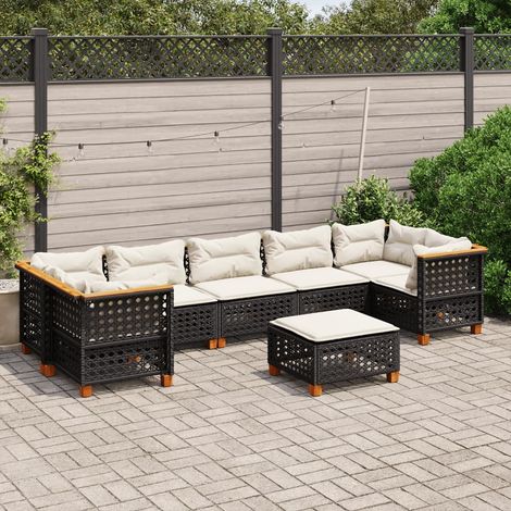 8-tlg. Garten-Sofagarnitur mit Kissen Schwarz Poly Rattan vidaXL (1/5)