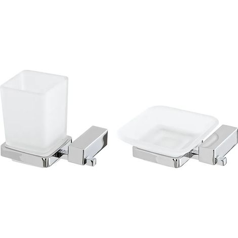 Set accessori a muro portaspazzolini e portasapone in acciaio Unica (1/3)