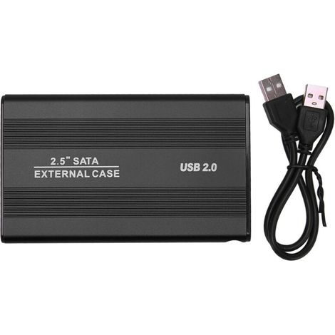 Disque dur externe 2.5" ultra-fin USB 2.0 80GB, portable et plug-and-play pour PC et voyage, couleur noire.