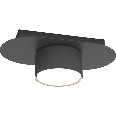 Lampada Da Soffitto 1 Luce Diaz In Acciaio Nero Diffusore A Cilindro (1/2)