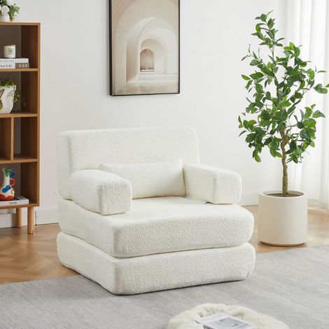 Canapé-lit 2 en 1, canapé modulable en chenille, lit d'appoint pliable avec structure en fer, canapé une place réglable pour salon, chambre, bureau (1/5)
