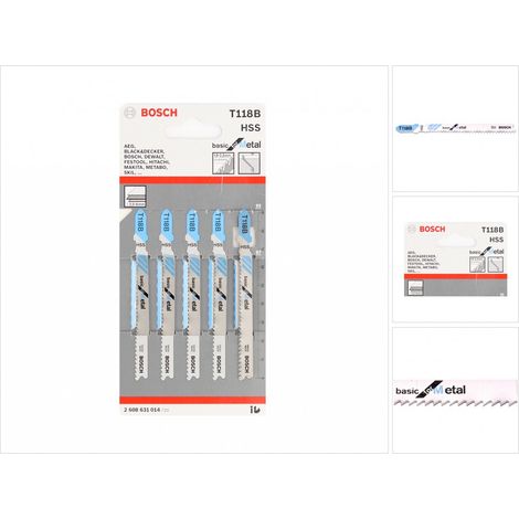 Bosch Stichsägeblatt T 118 B, Basic for Metal, 5er-Pack