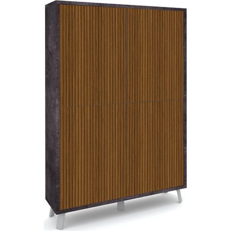 Meuble 4 portes 108 cm (L) x 41 cm (P) x 161 cm (H) – Finition noir mat et chêne Dogato – Sarmog (1/5)