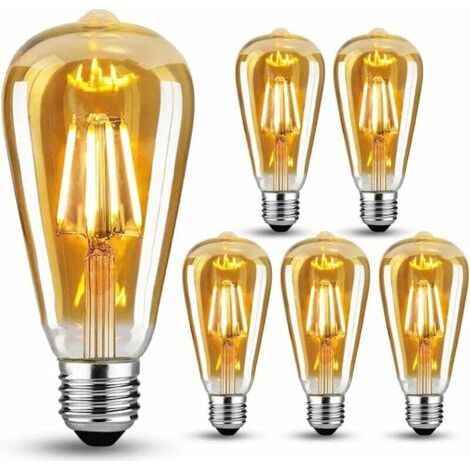 Lot de 6 Ampoules Incandescent Bulb Edison vintage E27 , 4 W, blanc chaud (1/5)