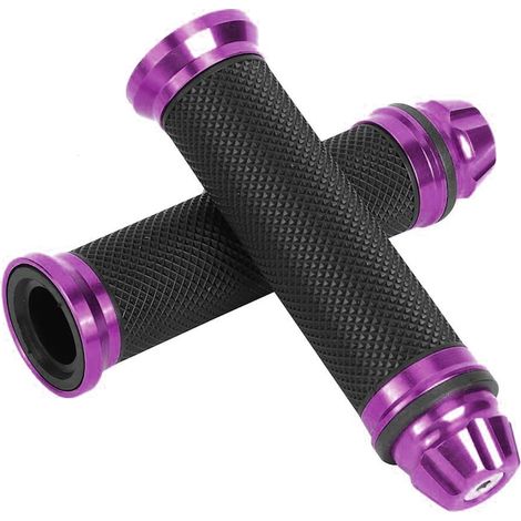Lot de 2 poignées de moto en aluminium CNC et caoutchouc, Bizaical, noir/violet, 14,5 cm (1/5)