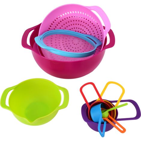 Ensemble de 10 tasses et cuillères doseuses colorées pour la préparation et la mesure des plats et des pâtisseries. (1/5)
