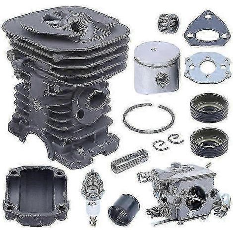 Kit piston carburateur compatible avec tronçonneuse Husqvarna cylindre 38mm, pièce moteur thermique. (1/4)
