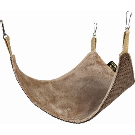 Hamac triangulaire pour rongeurs, structure marron + tissu minky cappuccino (1/4)