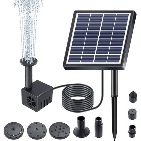 GROOFOO Solar Water Pump 6V 1.5W 6 Modes 160L/h Lifting Height 50cm with 8 Nozzles Solar Fountain Pump (1/5)