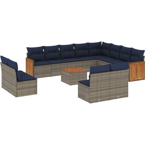 Maison Exclusive - Set Divani da Giardino 13 pz con Cuscini Grigio in Polyrattan (1/5)