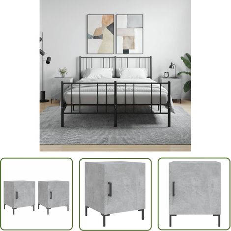 The Living Store Nachttische 2 Stk. Betongrau 40x40x50 cm Holzwerkstoff - Beton Tisch - Nachttisch Grau - Wohnzimmer Dekoration - Schlafzimmermöbel - Sideboard (1/5)
