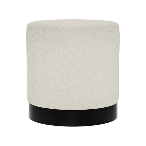 Lara Small Pouffe - Boucle/Metal - L41.5 x W41.5 x H44 cm - Ivory/Black Matte