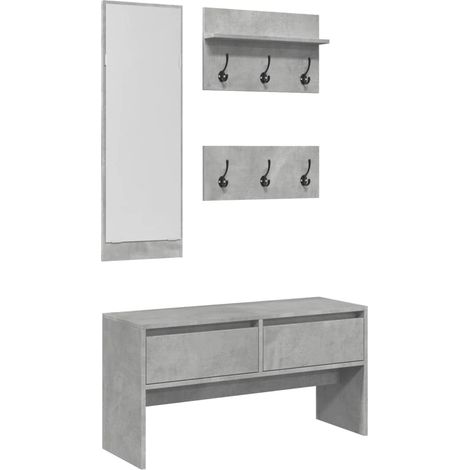 Ensemble de meubles de couloir 4 pcs gris béton bois ingénierie CFW133579 (1/5)