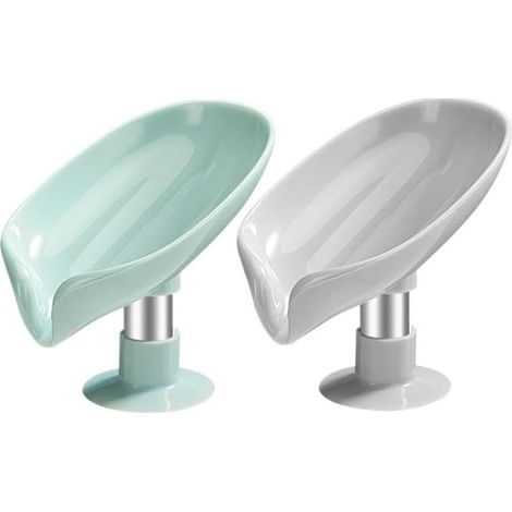 Set di 2 portasapone autosvuotanti con ventosa, portasapone per doccia da bagno con 19 potenti ventose, design inclinato a 45° per un'asciugatura rapida (13x12x8,7 cm)