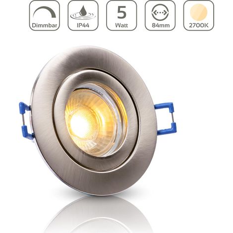 Einbauspot IP44 rund starr - Farbe: Edelstahl-gebürstet - LED Leuchtmittel:  GU10 5W warmweiß dimmbar (1/5)