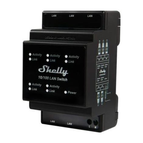 Shelly LAN Switch di rete su guida DIN 5 porte ethernet RJ45 10/100