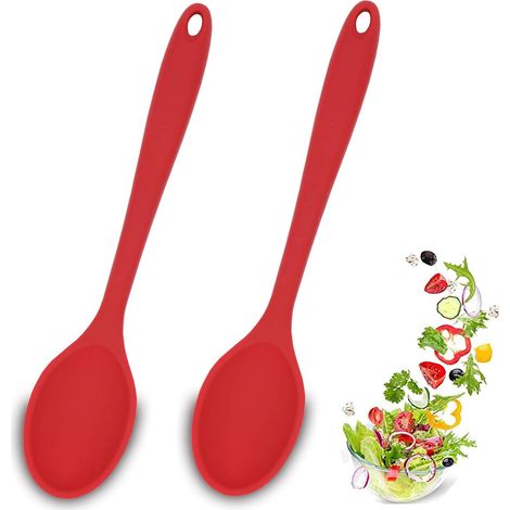 Cuillère En Silicone - Résistante À La Chaleur Jusqu'à 260 °C - Pour Cuisine, Pâtisserie Et Mélange - Lot De 2 (1/5)