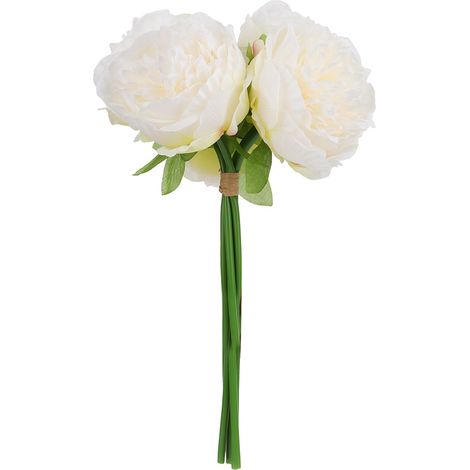 Bouquet de mariée en pivoine artificielle blanche, fleur en soie fausse pivoine, décoration florale (1/5)