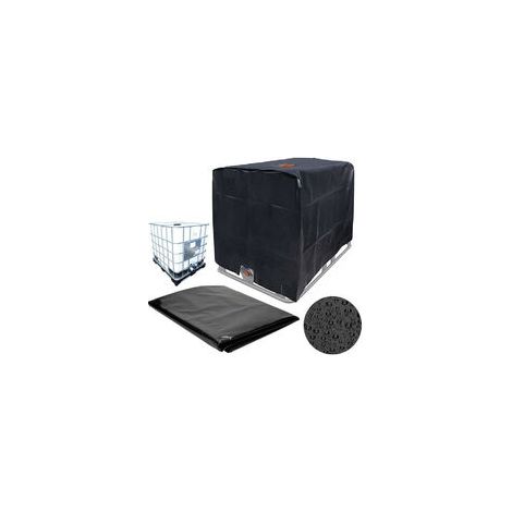 Housse noire pour réservoir d'eau extérieur de 1000 litres (120 x 100 x 116 cm) : étanche, résistante à la poussière et isolante thermique. Dimensions : 120 x 100 x 116 cm. (1/5)