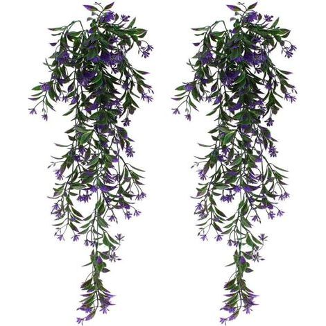 2 künstliche Efeu-Hängepflanzen, grüne Kunstpflanzen für Feiern, Hochzeiten, Küche, Garten, Bürodekoration, Lila (1/5)
