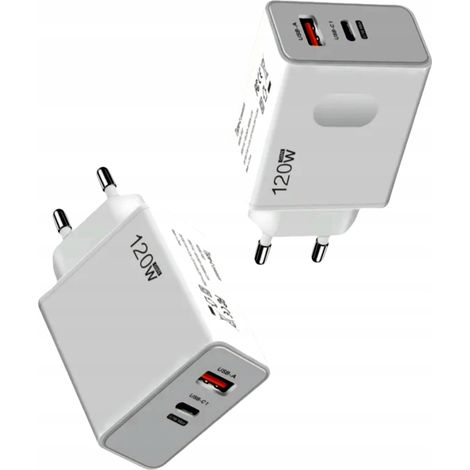 Caricabatterie GaN 1x USB A, 1x USB C Pd 67W totale 120W (1/5)