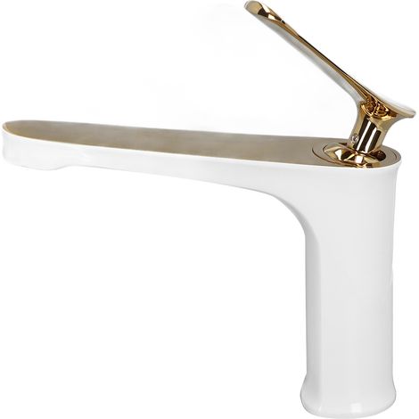 Mitigeur eau chaude/froide G1/2, robinet de lavabo en laiton massif, mitigeur monocommande pour vasque, installation sur plan de travail (notice en anglais) (1/5)