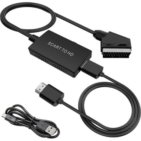 Adaptateur Prise Peritel vers HDMI avec Câble HDMI et Péritel et Câble USB Convertisseur Vidéo et Audio 720P/1080P pour HDTV Monitor STB Xbox PS3 Lecteur DVD (1/5)