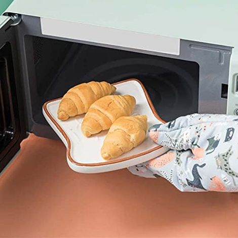 Küchenhandschuhofen, hitzebeständiger Handschuhofen, professioneller Kochrost mit rutschfesten Handschuhen im Katzenmuster zum Zubereiten von Pizzen und Kuchen in der Mikrowelle.