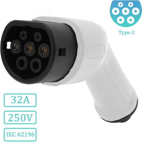 EV + Prise de Câble de Charge pour Voiture Electrique Type 2 , Prise de Remplacement de Câble Chargeur Voiture Electrique, 32A Protection IP44 250V (1/5)