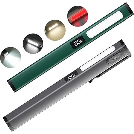 2er-Set COB-LED-Taschenlampen – USB-C-aufladbar – 6 Helligkeitsstufen – IPX5 wasserdicht – Mini-LED-Taschenlampe mit Magnet und Akkuanzeige – Ideal für Camping, Notfälle und Werkstätten