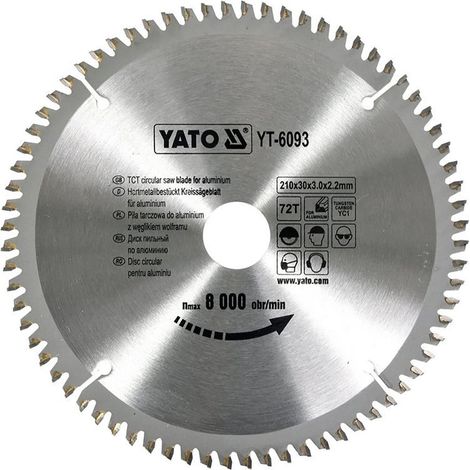 Lame de scie en carbure pour aluminium 210 x 30 mm 72 dents (1/5)