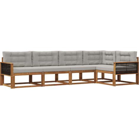 Conjunto de sofás de exterior 5 pcs Natural y Gris Claro vidaXL