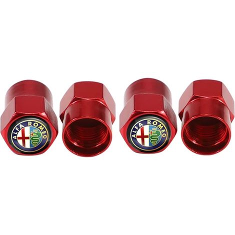 (B rouge) 4 pièces bouchons de Valve de pneu de voiture en aluminium Valve d'air de pneu adapté pour 159 147 156 Giulia Giulietta Mito Stelvio Brera Spider (1/5)