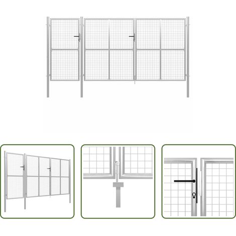 vidaXL Gartentor Silber -  Gartentor aus Stahl 400 x 150 cm Silber