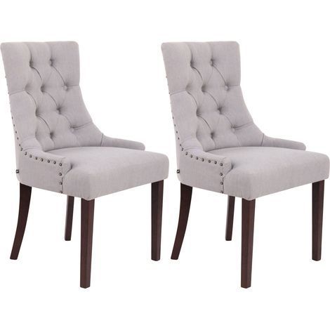 Lot de 2 chaises de salle à manger avec boutons décoratives assise en tissu gris pieds foncés 100001518