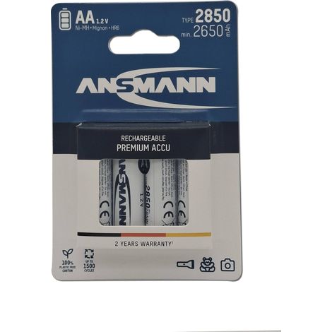 Piles ANSMANN HR06 - AA - Blister x 4 - NiMh - 1.2V - 2850mAh (1/3)