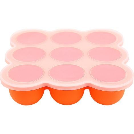 1 Boîte de conservation, Silicone, 9 compartiments, Couvercle inclus, Pour lait maternel et aliments bébé (1/5)