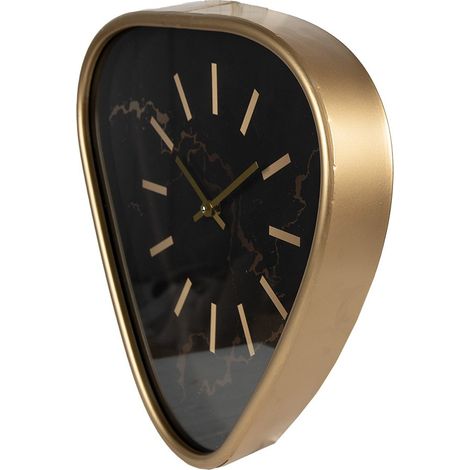 Horloge Murale Triangulaire Moderne en Fer et Verre Marron et Doré 40 x 6 x 38 cm - PANGIVO (1/3)
