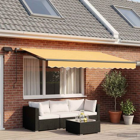 Store banne rétractable manuel avec LED solaires aluminium et polyester sable 350 x 250 cm - PANGIVO (1/5)