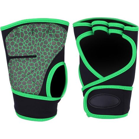 1 Paire de gants de musculation demi-doigts antidérapants pour sport et fitness (Vert, L) (1/5)